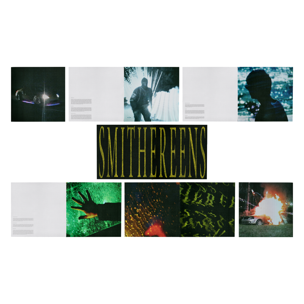 Album cover or promotional image for ’Smithereens’ featuring multiple dark and moody photographic elements.